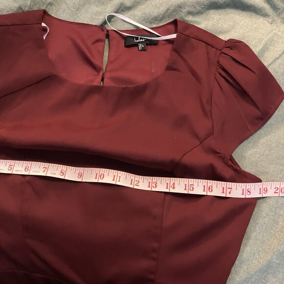 Lulus Jumpsuit Womens L Illustrious Charm Burgundy Cap Sleeve Cutout New/Defects - Picture 16 of 16